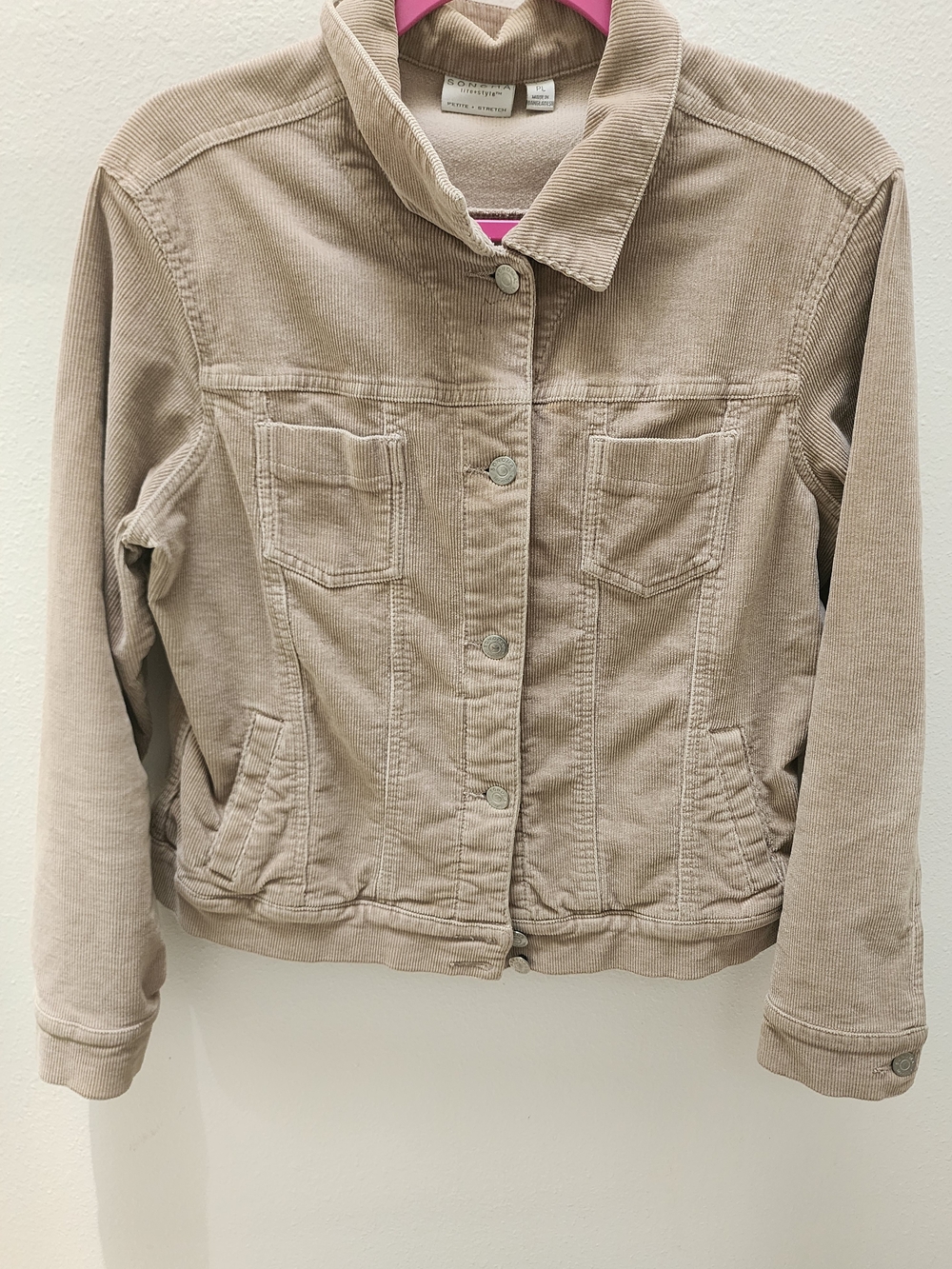 Sonoma Taupe Corduroy Button-Front Jacket